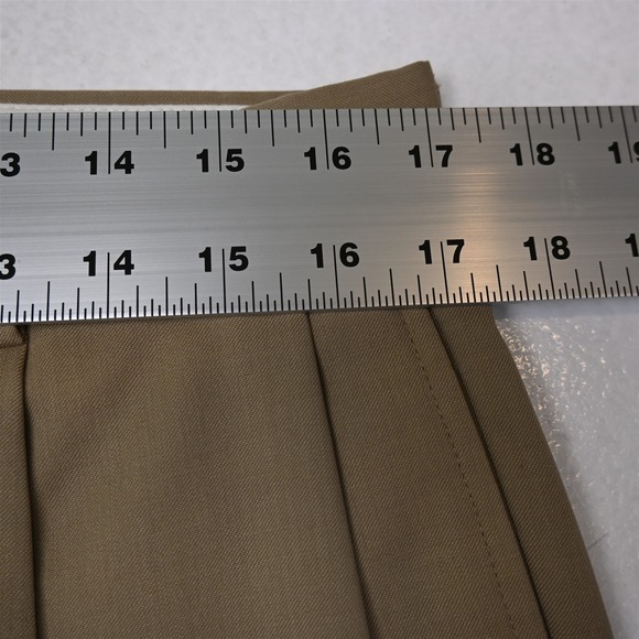 Nautica 33x30 Khaki 100% Wool Pleated Cuffed Baggy High Waist Mens Pants - Picture 2 of 9